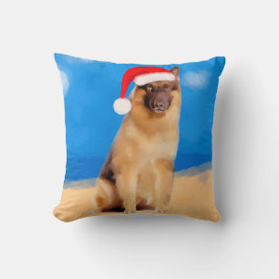 Coussin Chien De Berger Allemand Assis Sur La Plage Santa