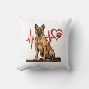 Coussin Chien de berger belge Battement de coeur Patte Coe