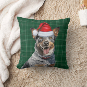 Coussin Chien de bétail vert Plaid Noël vacances