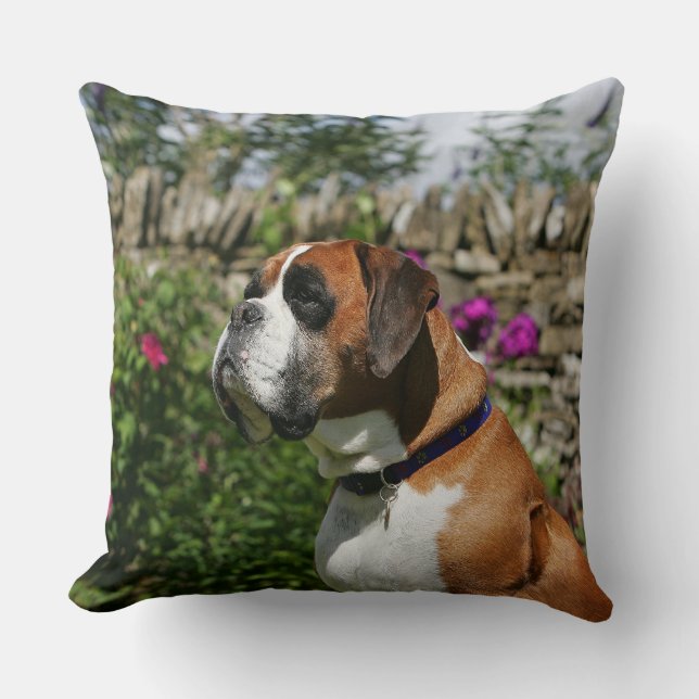 Coussin Chien de boxeur en fleurs (Recto)