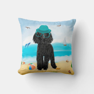 Coussin Chien de caniche sur la plage