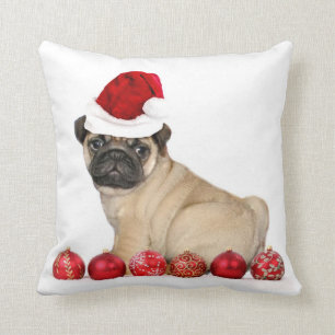 Coussin Chien de carlin de Noël