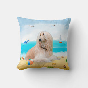 Coussin Chien de chien afghan sur la plage