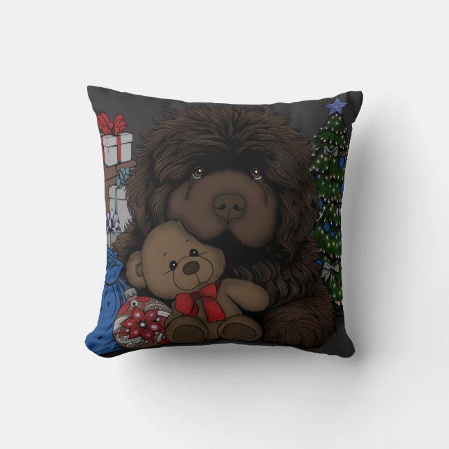 Coussin Chien de chiot de Terre-Neuve (Recto)