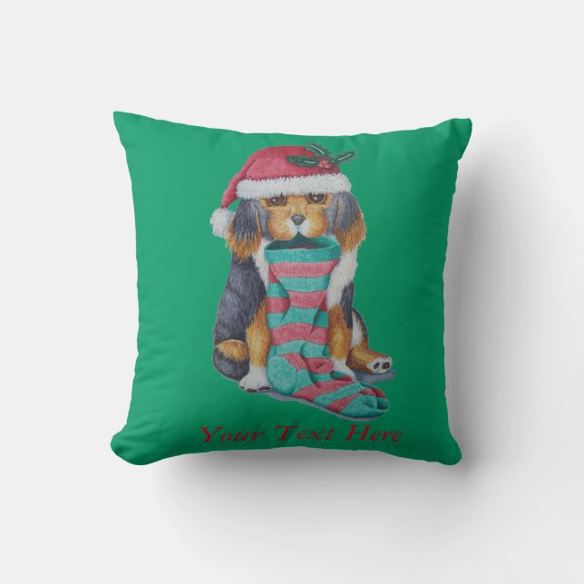 Coussin chien de chiot noir et brun mignon pour noël (Recto)