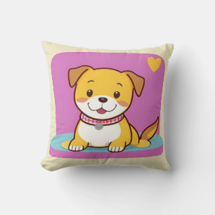 Coussin Chien de dessin animé adorable avec une expression