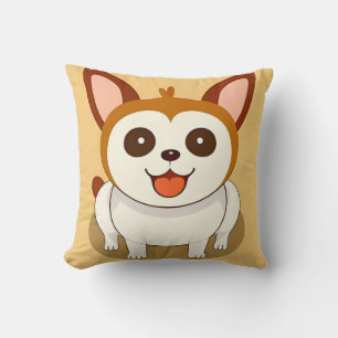 Coussin Chien de dessin animé adorable avec une expression