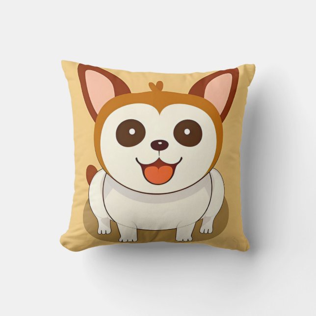 Coussin Chien de dessin animé adorable avec une expression (Recto)