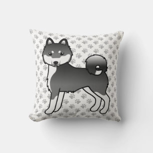 Coussin Chien de dessin animé Alaskan Klee Kai noir et bla
