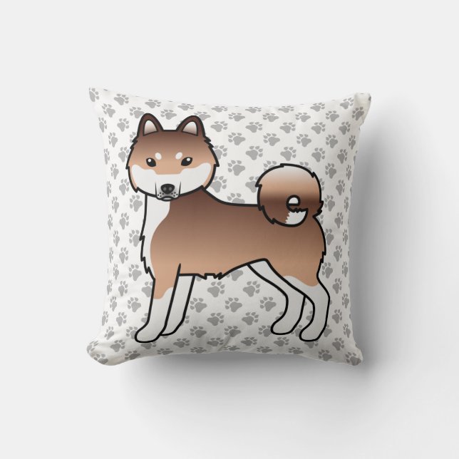 Coussin Chien de dessin animé Alaskan Klee Kai rouge et bl (Recto)