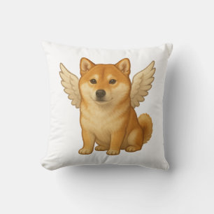 Coussin Chien de dessin animé ange Shiba Inu mignon heureu