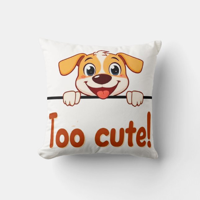 Coussin Chien de dessin animé avec texte attrayant (Recto)