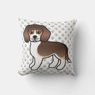 Coussin Chien de dessin animé Beagle tricolore au chocolat