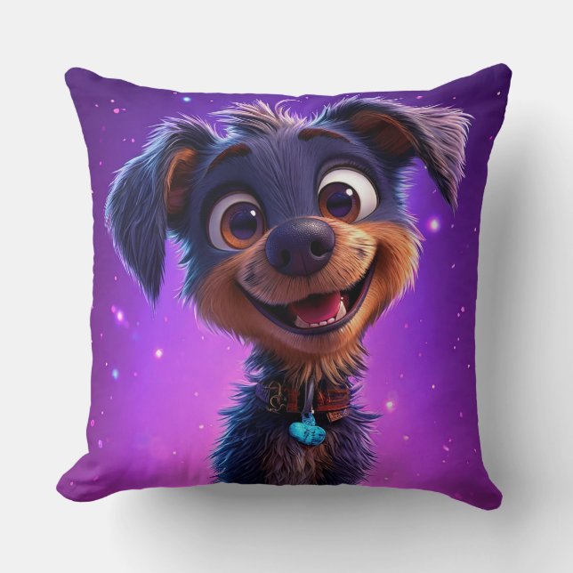 Coussin Chien de dessin animé fantaisiste, accent décorati (Recto)