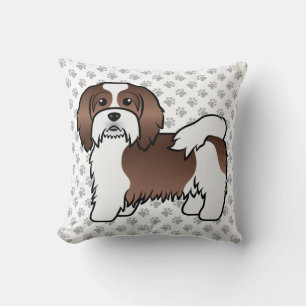 Coussin Chien de dessin animé havanais au chocolat et blan
