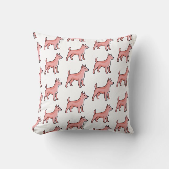 Coussin Chien de dessin animé rose (Recto)