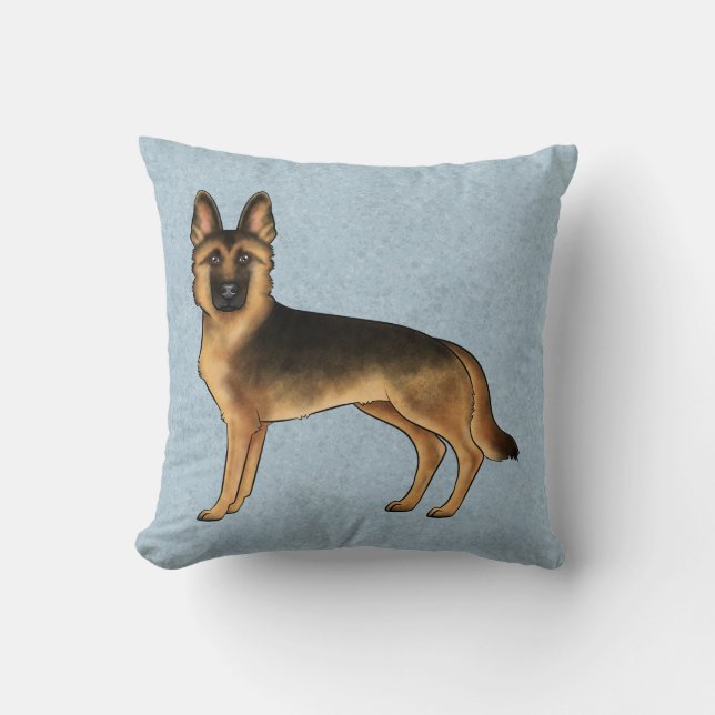 Coussin Chien de dessin animé Shepherd allemand noir et fe (Recto)