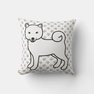 Coussin Chien de dessin animé Shiba Inu blanc & pattes