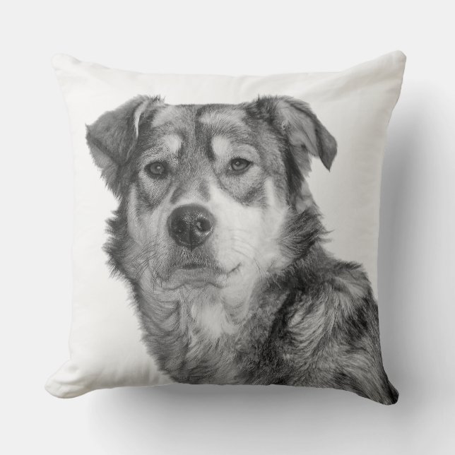 Coussin Chien de grande race mixte monochrome raffiné (Recto)