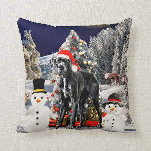 Coussin Chien de great dane dans des lumières de casquette