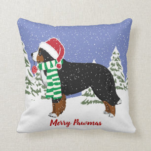 Coussin Chien de montagne bernois de Noël personnalisé
