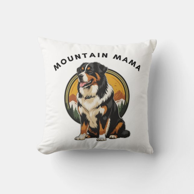 Coussin Chien de montagne bernois Randonnée Mountain Mama (Recto)