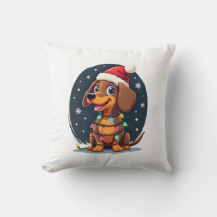 Coussin Chien de Noël Dachshund Père Noël Xmas Wiener 2