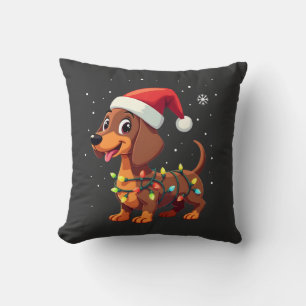Coussin Chien de Noël Dachshund Père Noël Xmas Wiener 3