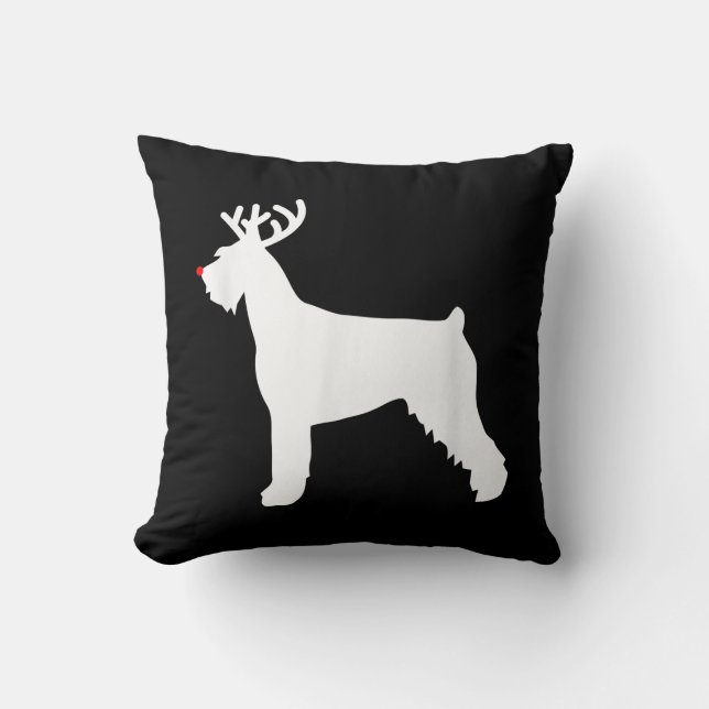 Coussin chien de noël des rennes de schnauzer (Recto)