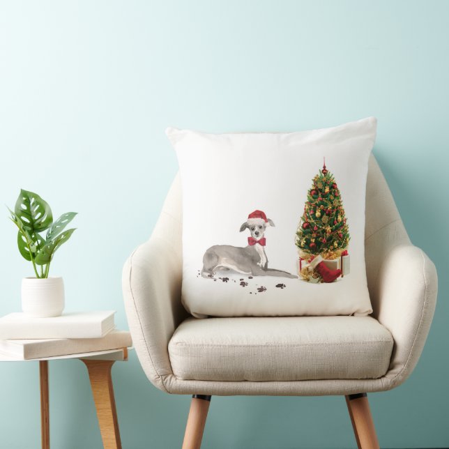 Coussin Chien de Noël italien Greyhound avec arbre (Chaise)