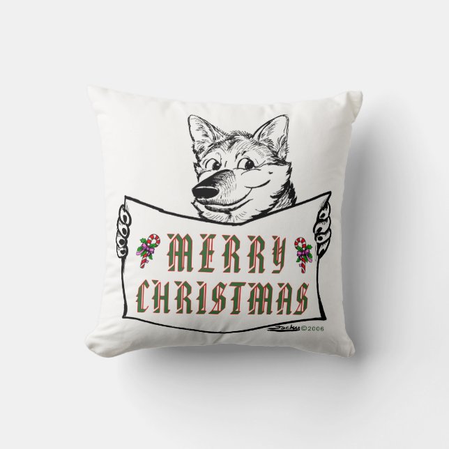 Coussin Chien de Noël : Joyeux Noël ! (Recto)