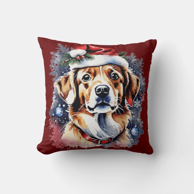 Coussin Chien de Noël mignon (Recto)