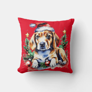 Coussin Chien de Noël mignon
