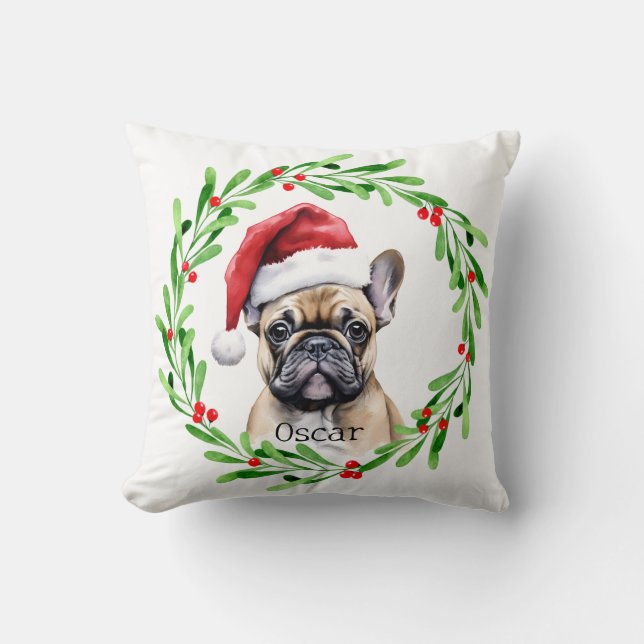 Coussin Chien de Noël Tan Frenchie French Buldog Pet (Recto)
