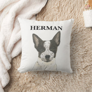 Coussin Chien de poche Heeler noir et blanc personnalisé