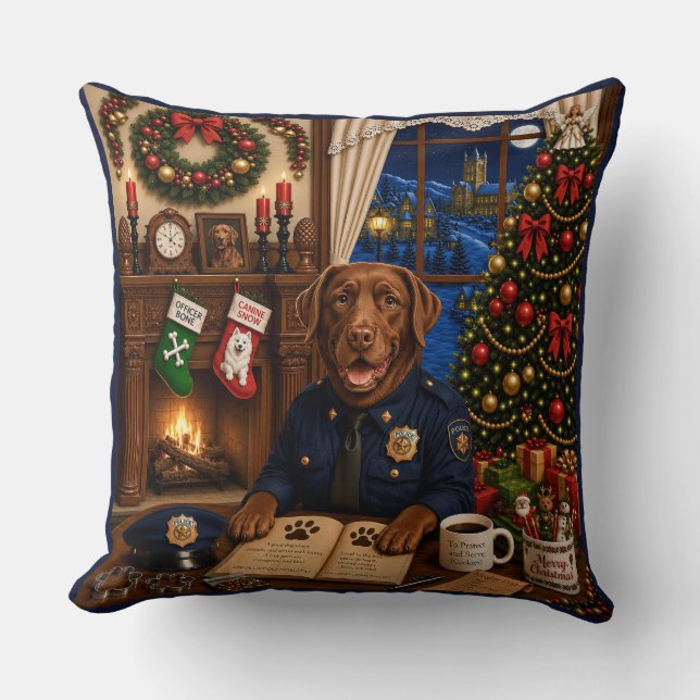 Coussin Chien de police Labrador  (Recto)