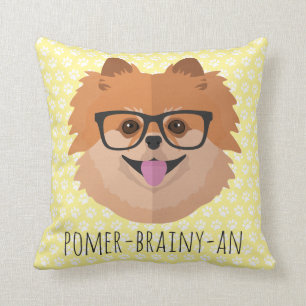 Coussin Chien de Pomeranian en verres nerd