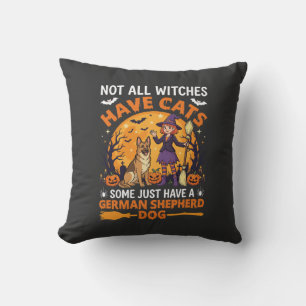Coussin Chien de sorcière d'Halloween berger allemand drôl