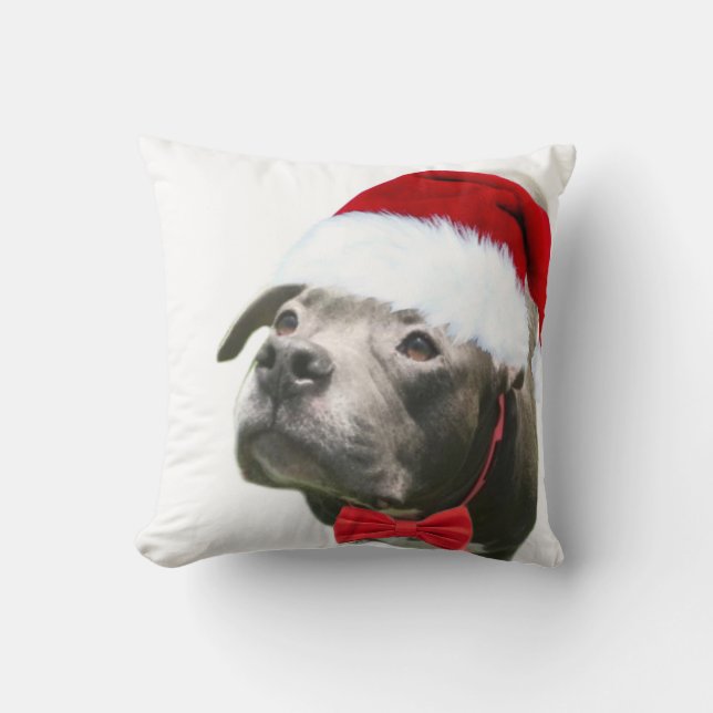 Coussin Chien de taureau de Noël de Noël de chien jetez l' (Recto)