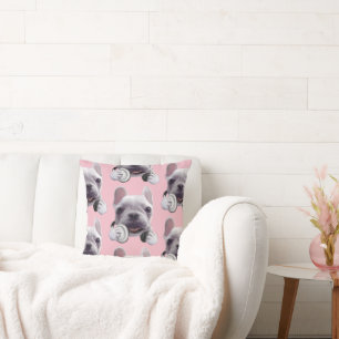 Coussin Chien de taureaux français avec casque Illustratio