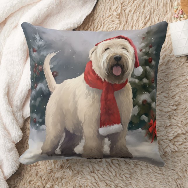 Coussin Chien de Terrier rouillé en Noël de neige (Couverture)