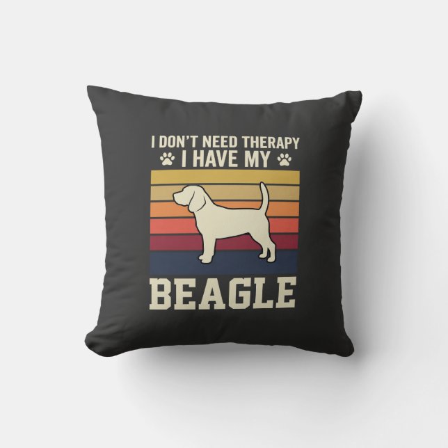 Coussin Chien de thérapie rétro Beagle vintage (Recto)