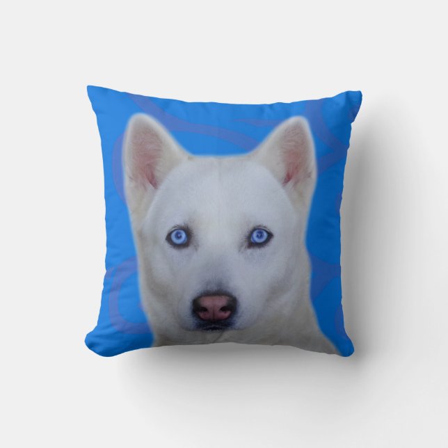 Coussin Chien de traîneau sibérien blanc (Recto)