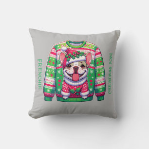 Coussin Chien design Français bulldog Noël drôle