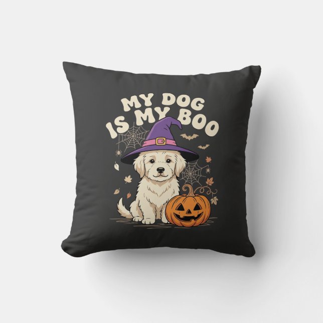 Coussin Chien d'Halloween Mon chien est mon amour (Recto)