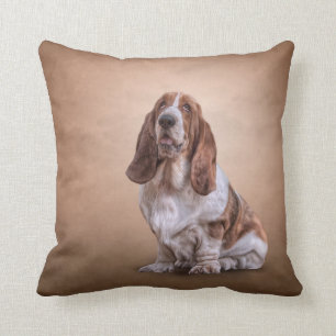 Coussin Chien drôle de dessin de Basset Hound