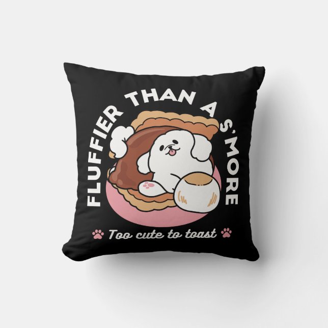 Coussin Chien drôle et design de S'more – Pun pour amateur (Recto)