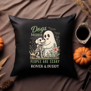 Coussin Chien drôle et Halloween Fantôme