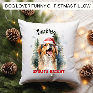 Coussin Chien drôle Noël Aiguille Spirits brillant