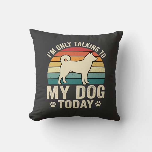Coussin Chien Drôle Parlant Retro Coucher de Soleil (Recto)